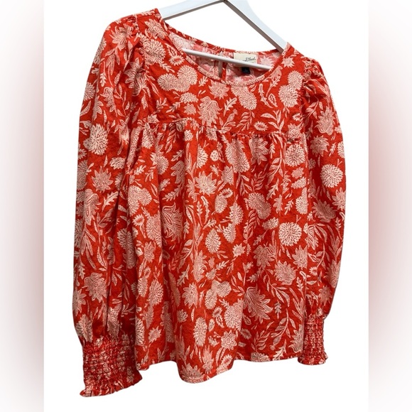 Universal Thread Red Floral Blouse Top Shirt Women’s L - Picture 2 of 8
